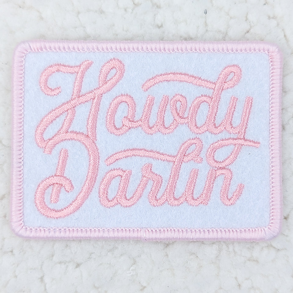 Howdy Darlin PINK Embroidered HAT/POCKET Patch