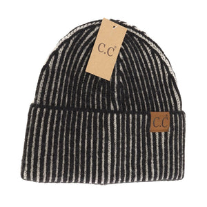 Contrasting Sriped Cuff C.C Beanie