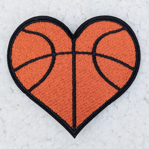 Basketball Heart Embroidered HAT/POCKET Patch