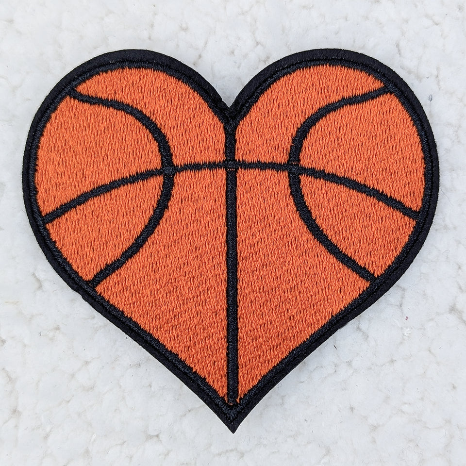 Basketball Heart Embroidered HAT/POCKET Patch