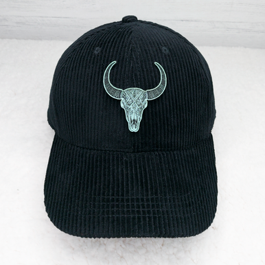 Tribal Bull Skull FAUX Turquoise Leather Patch: 2