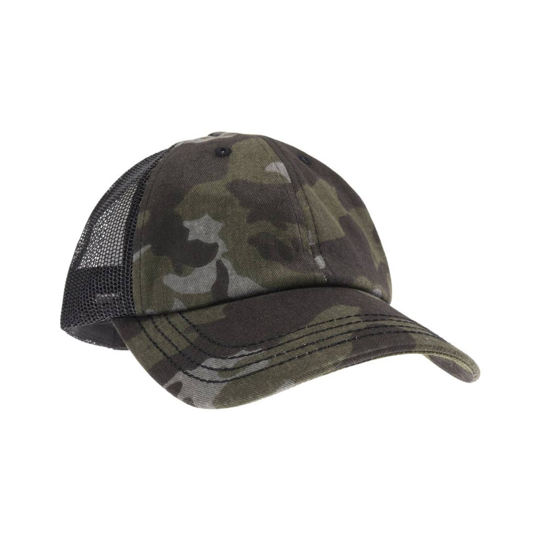 Solid Cotton Brushed C.C Ball Cap BA2000: Black Camo