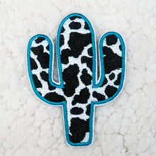 Load image into Gallery viewer, Cow Print Cactus Embroidered HAT/POCKET Patch
