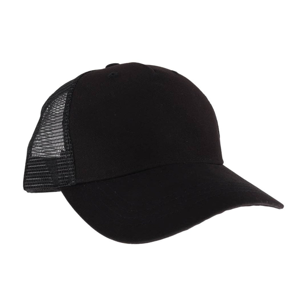 Unisex Solid Trucker Ball Cap TCB12: Black/Black