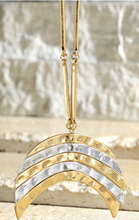 Load image into Gallery viewer, Layered Metal Empress Moon Pendant Necklace
