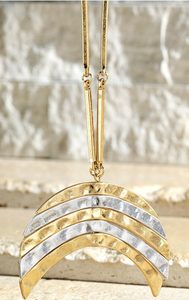 Layered Metal Empress Moon Pendant Necklace