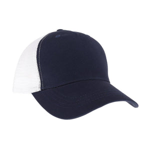 Unisex Solid Trucker Ball Cap TCB12: Navy/White