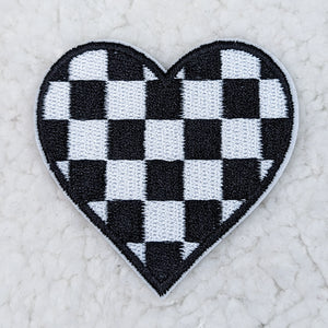 Checkered Heart HAT/POCKET Embroidered Patch