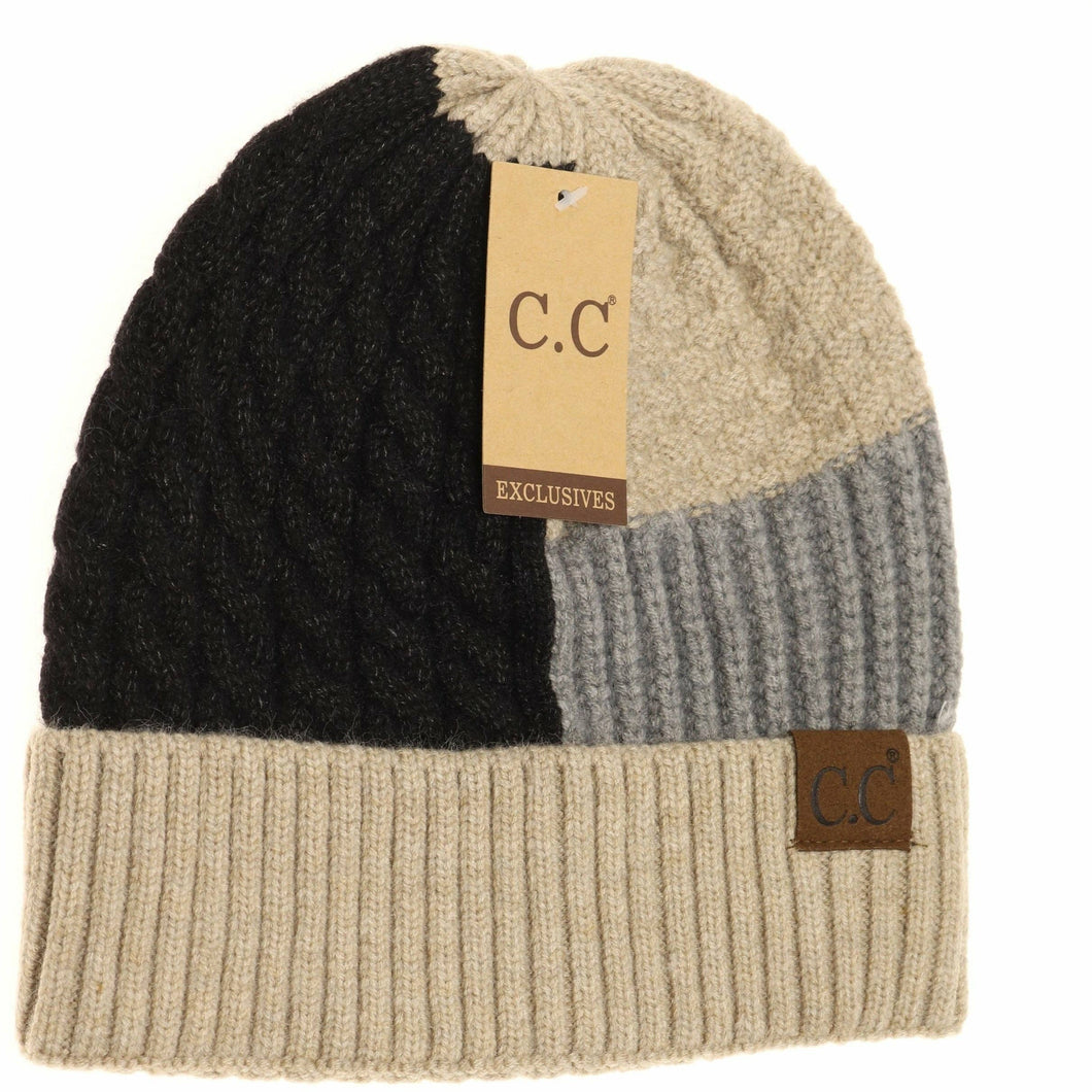 Tri-Color Cuff Beanie HAT2065: