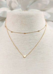 Simple Alloy Heartshaped Necklace: Gold