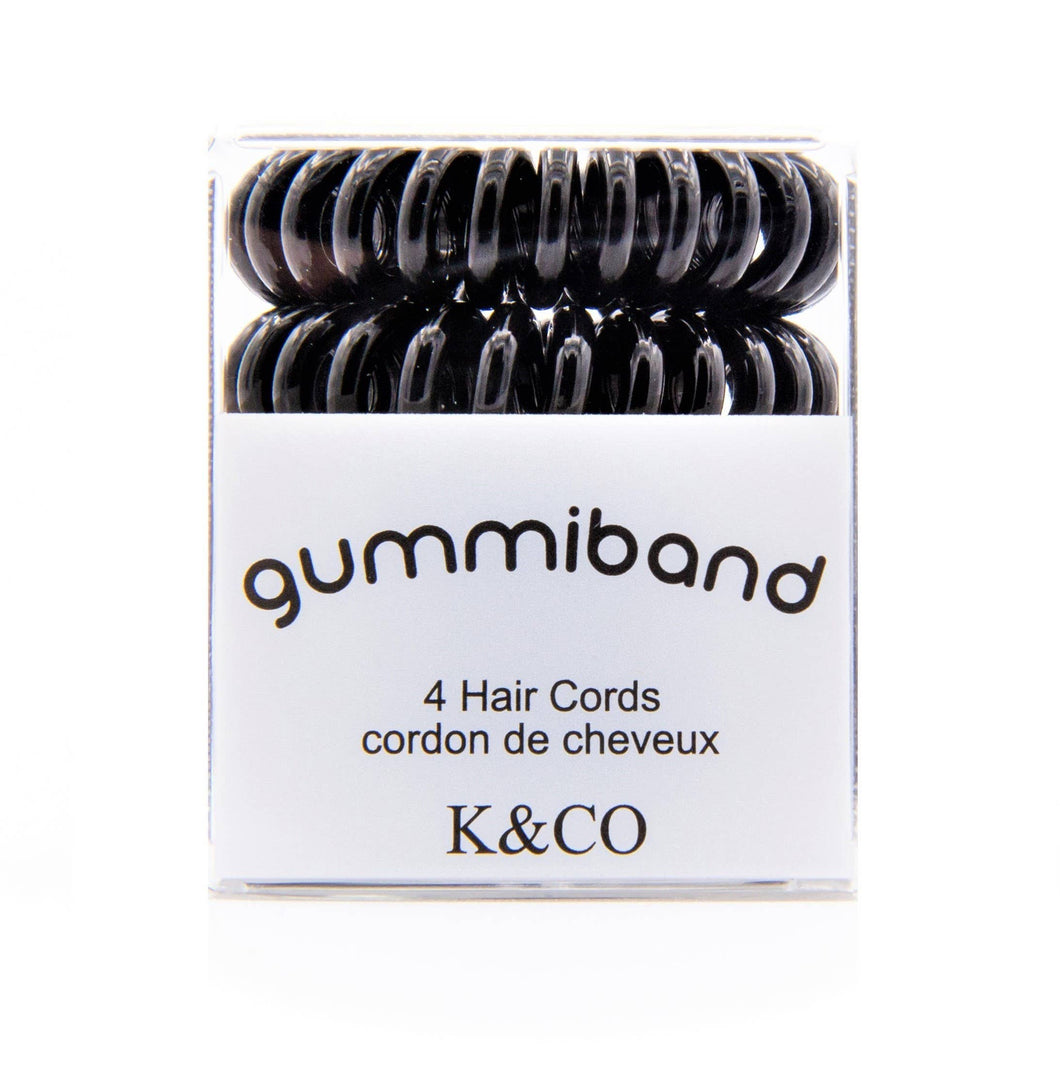 Box of 4 GummiBand Hair Cords, Hair Ties - Black
