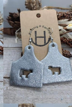 Load image into Gallery viewer, Clay cow ear tag earrings
