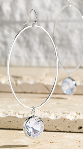 Metal oval dangle earrings