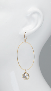 Metal oval dangle earrings