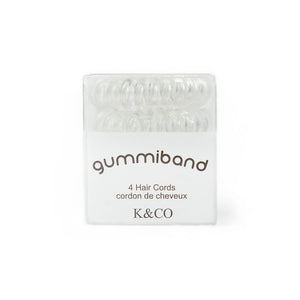 Box of 4 GummiBand Hair Cords, Hair Ties - Clear