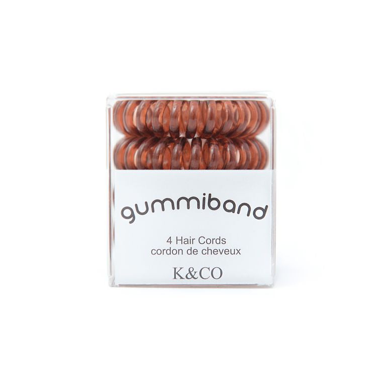 Box of 4 GummiBand Hair Cords, Hair Ties - Brunette